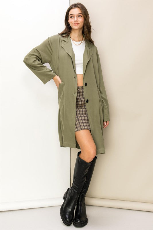 Button-Front Oversized Coat