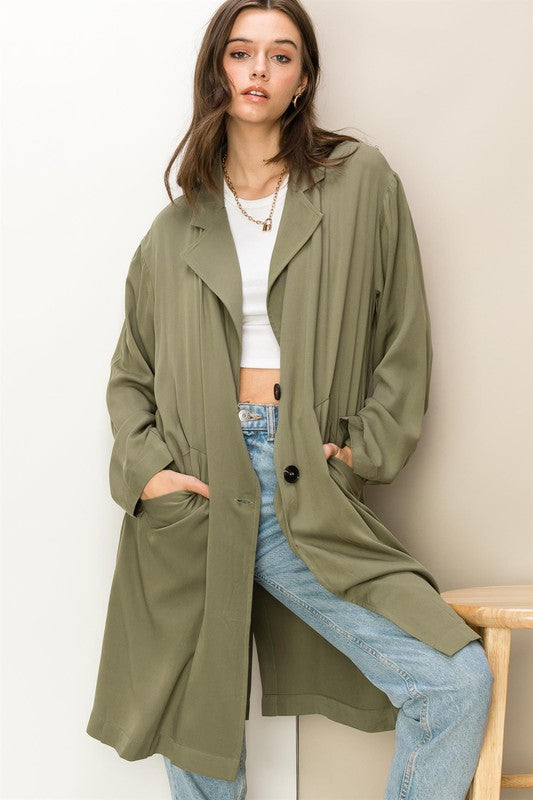 Button-Front Oversized Coat