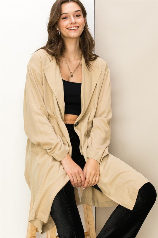 Button-Front Oversized Coat