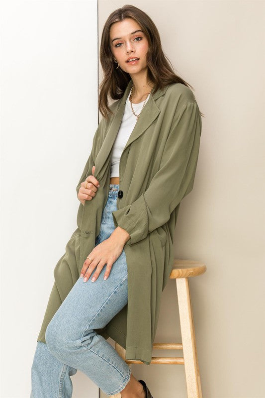 Button-Front Oversized Coat